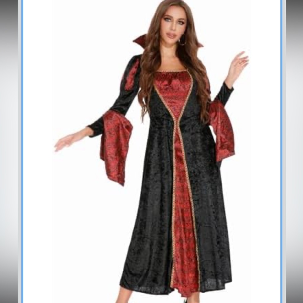 Vampire Dark Queen Elegant Black and Red Dress